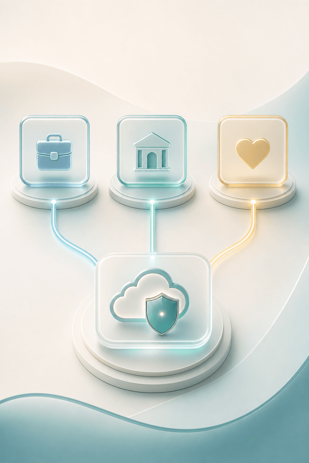 Illustrazione iconografica Funeral Cloud con cloud, scudo e percorso luminoso